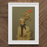 Enlightenment - Avant-garde Victorian Fashion Art Print / Canvas Beige Black Ruffled Blouse Bow Tie Karl Lagerfeld Avant-garde Victorian