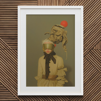 Enlightenment - Avant-garde Victorian Fashion Art Print / Canvas Beige Black Ruffled Blouse Bow Tie Karl Lagerfeld Avant-garde Victorian