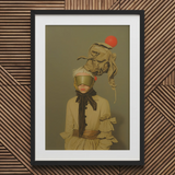 Enlightenment - Avant-garde Victorian Fashion Art Print / Canvas Gold Black Framed Poster Surrealistic Design Abstract Figure Avant-garde