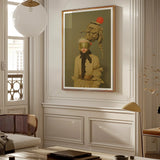 Enlightenment - Avant-garde Victorian Fashion Art Print, Framed Portrait Woman Red Ball Head