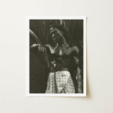Ennui - Lionel Wendt Art Print / Canvas Black-and-white Framed Photograph Muscular Man Checkered Sarong Curved Giclée Printing Techniques,
