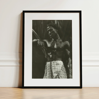 Ennui - Lionel Wendt Art Print / Canvas Black-framed Black-and-white Photograph Muscular Man Checkered Giclée Printing Techniques,