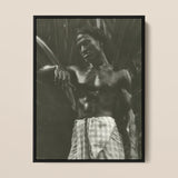 Ennui - Lionel Wendt Art Print / Canvas Black-framed Black-and-white Photographic Muscular Man Checkered Wraparound Giclée Printing