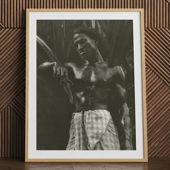 Ennui - Lionel Wendt Art Print / Canvas Black White Framed Photograph Man Shirt Foliage Giclée Printing Techniques, Carefully Profiled,