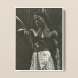 Ennui - Lionel Wendt Art Print / Canvas Black-and-white Framed Photograph Muscular Man Checkered Sarong Machete Giclée Printing Techniques,
