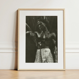 Ennui - Lionel Wendt Art Print / Canvas Black-and-white Framed Photograph Muscular Man Checkered Shorts Encased Giclée Printing Techniques,