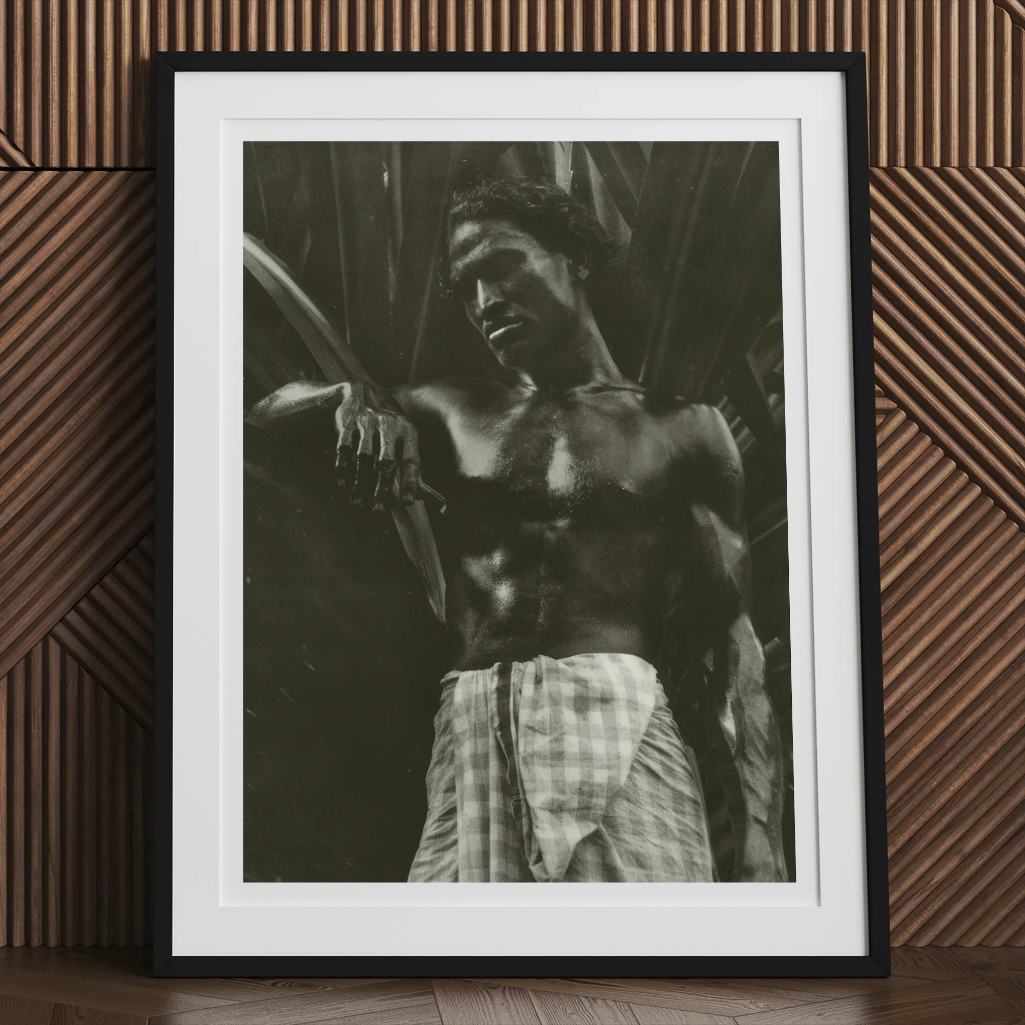 Ennui Lionel Wendt Art Print, Framed Black White Portrait Shirtless Man Knife