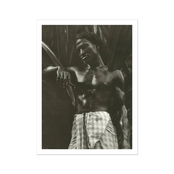 Ennui - Lionel Wendt Art Print, Portrait Shirtless Man Plaid Sarong