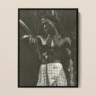 Ennui Lionel Wendt Framed Canvas, Framed Black White Photograph Shirtless Man Checked Sarong
