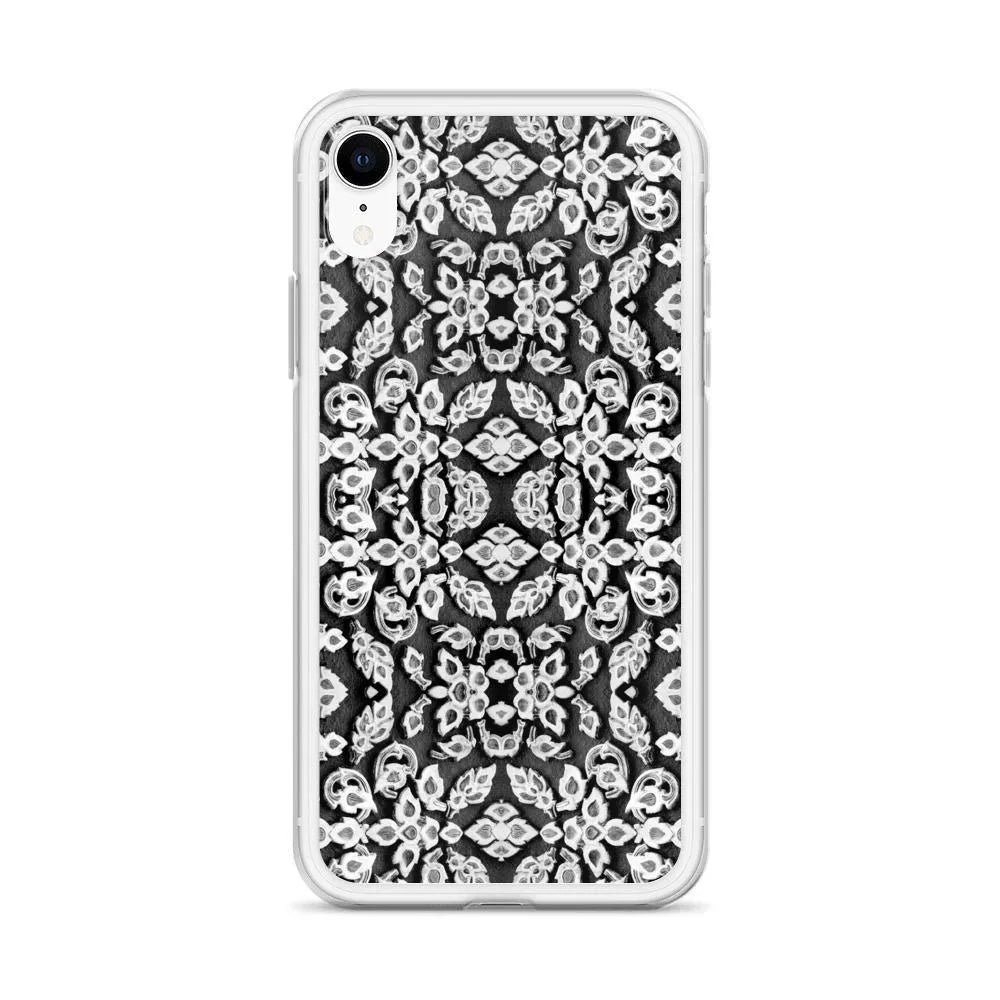 Entering Ayodhya Pattern Iphone Case - Black And White - Mobile Phone Cases - Aesthetic Art