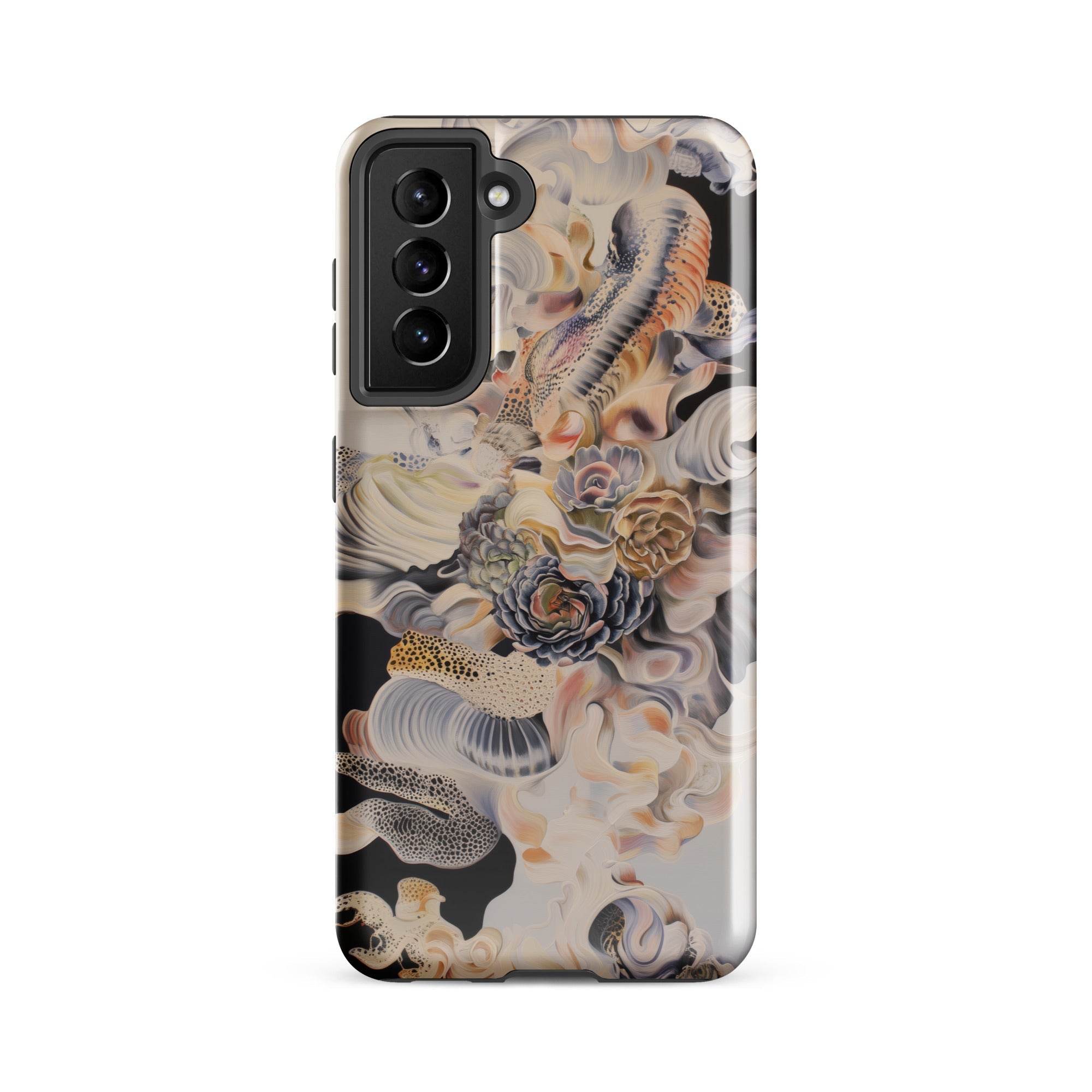 Epiphany Surreal Alien Succulent Art Samsung Case, Galaxy S21 Fe / Gloss, Phone Case Black Camera Module Abstract Multi Colored Floral