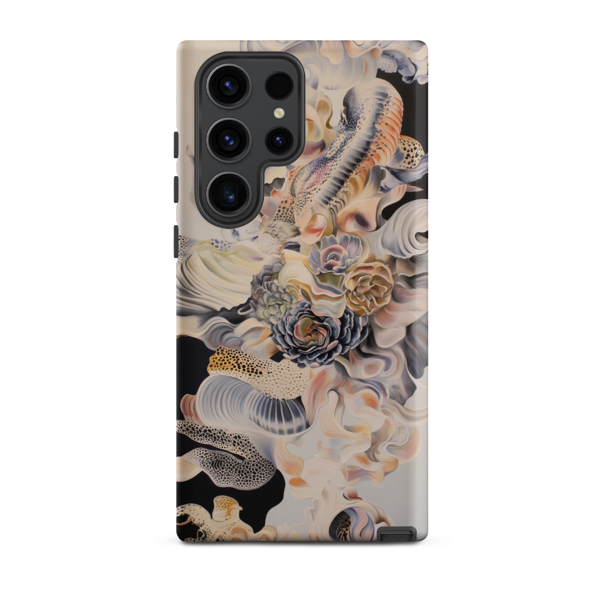 Epiphany Surreal Alien Succulent Art Samsung Case, Galaxy S23 Ultra / Matte, Smartphone Cream Colored Case Intricate Abstract Floral
