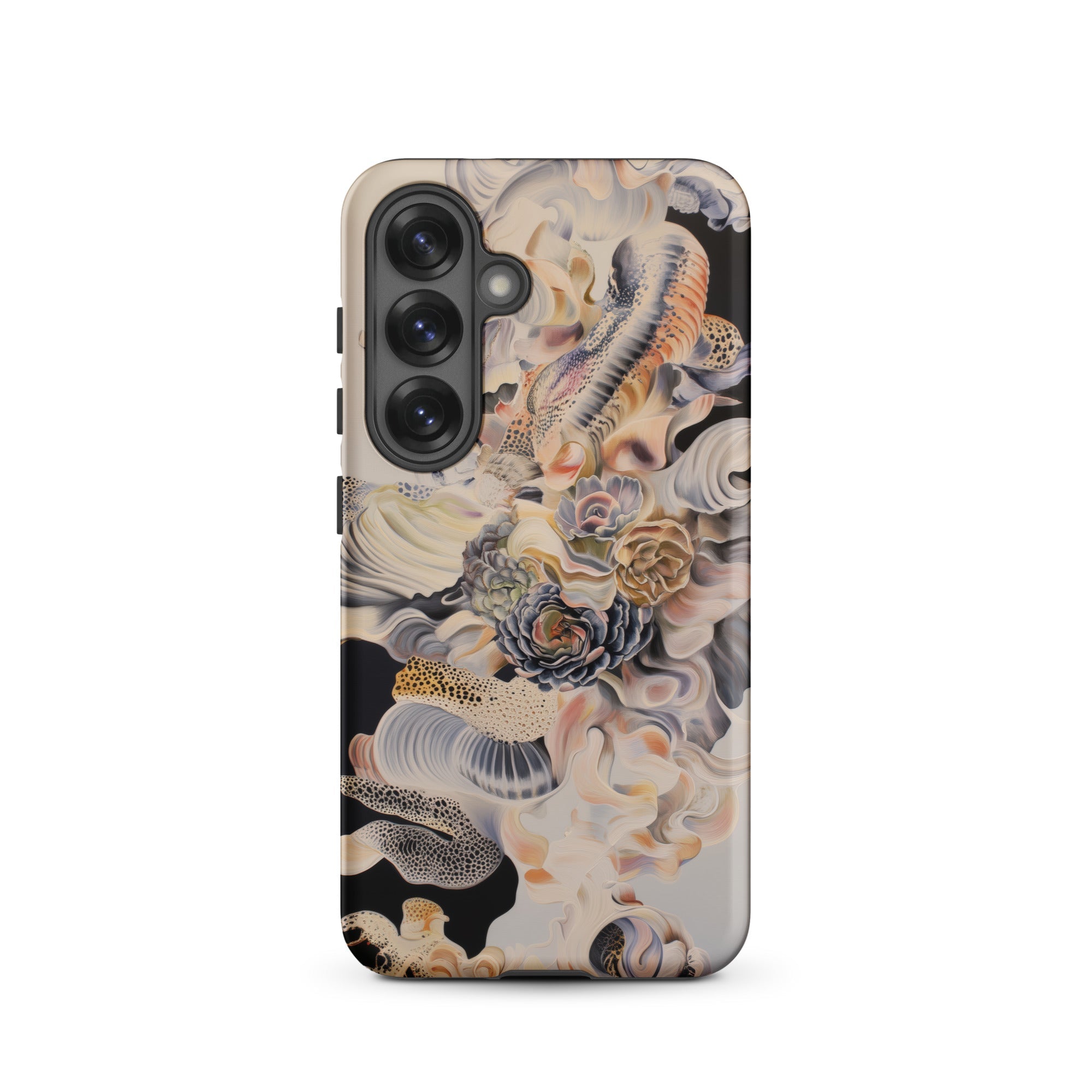 Epiphany Surreal Alien Succulent Art Samsung Case, Galaxy S25 / Matte, Smartphone Case Abstract Organic Pattern Shades Beige Black