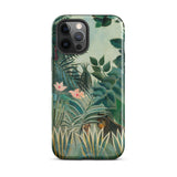 Equatorial Jungle - Henri Rousseau Phone Case Iphone 12 Pro Max / Gloss Phone Case Lush Jungle Scene Green Foliage Pink Henri Rousseau