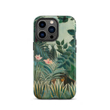 Equatorial Jungle - Henri Rousseau Phone Case Iphone 13 Pro / Matte Jungle-themed Phone Case Lush Green Foliage Pink Flowers Henri Rousseau
