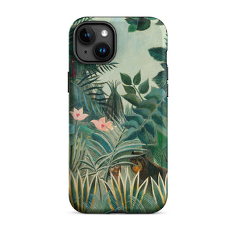 Equatorial Jungle - Henri Rousseau Phone Case Iphone 15 Plus / Matte Phone Case Vibrant Jungle Scene Lush Green Foliage Henri Rousseau