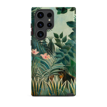 Equatorial Jungle - Henri Rousseau Phone Case Samsung Galaxy S23 Ultra / Matte Vibrant Jungle-themed Phone Case Lush Green Foliage Pink