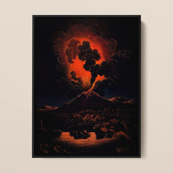 Eruzione dell’Etna di notte - stampa d’arte f Weber / Canvas, 12x16’’ / 31x41cm / Cornice nera, poster, stampe e arte visiva, Toby Leon