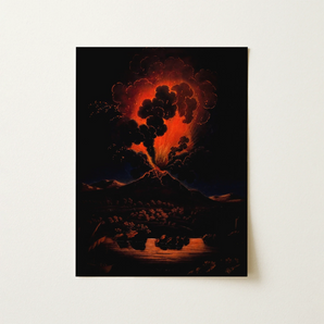 Eruption of Mount Etna at Night - f Weber Art Print / Canvas, 12x16’’ / 31x41cm / Unframed / no Border, Posters Prints & Visual Artwork,