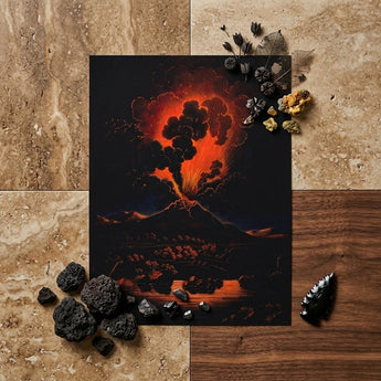 Eruption of Mount Etna at Night - f Weber Art Print / Canvas Dramatic Black Poster Volcanic Fiery Orange Red Etna’s Peak, Opens Prints