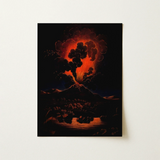 Eruption of Mount Etna at Night - f Weber Art Print / Canvas Rectangular Framed Artwork Dramatic Volcanic Eruption Fiery Orange Etna’s