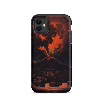 Eruption of Mount Etna at Night - Friedrich Weber Iphone Case, 11 / Matte, Volcano Eruption Phone Case