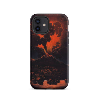 Eruption of Mount Etna at Night - Friedrich Weber Iphone Case, 12 / Matte, Volcano Eruption Phone Case