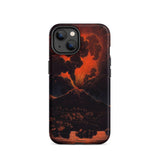 Eruption of Mount Etna at Night - Friedrich Weber Iphone Case, 14 / Matte, Volcano Eruption Phone Case