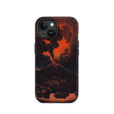 Eruption of Mount Etna at Night - Friedrich Weber Iphone Case, 15 / Matte, Volcano Eruption Phone Case