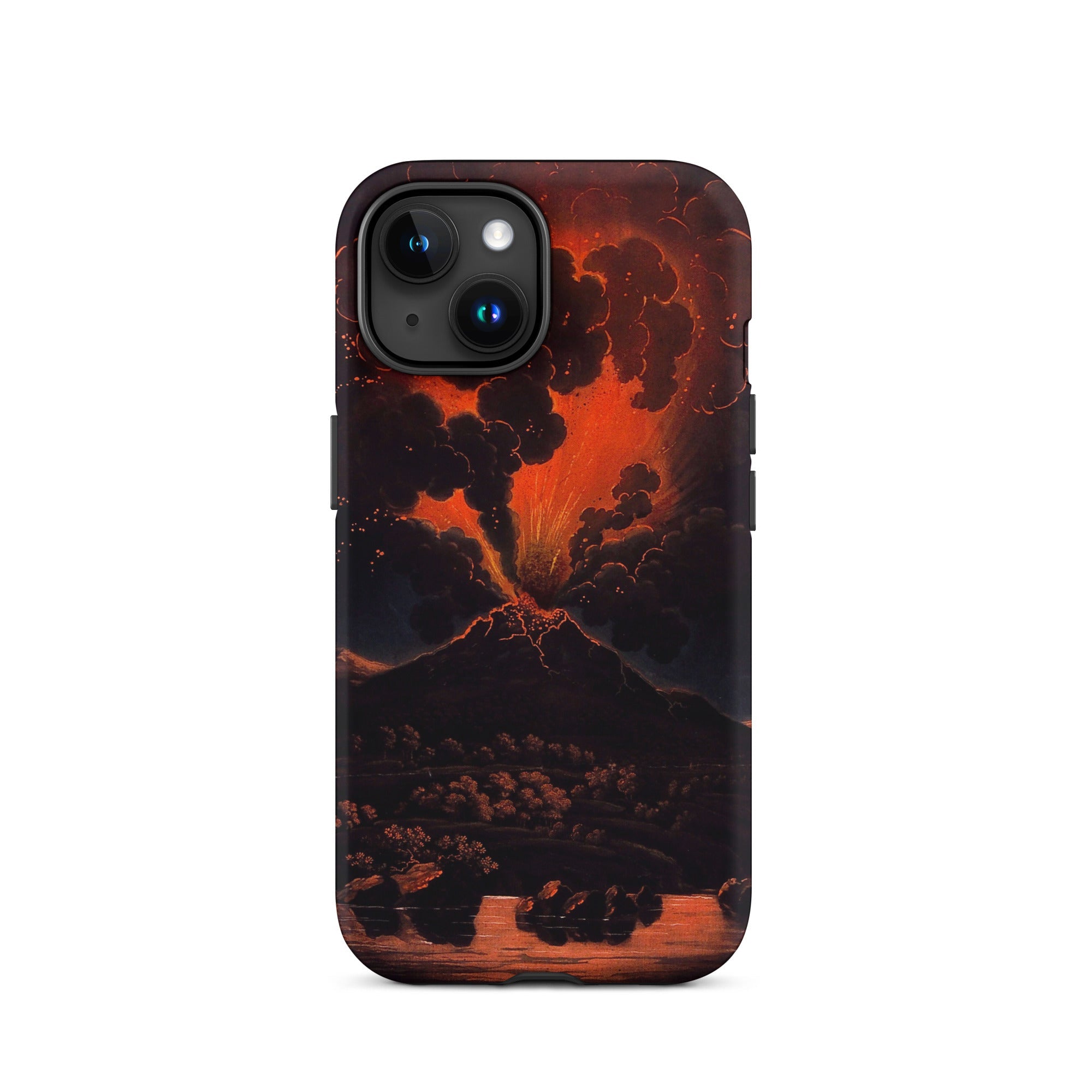 Eruption of Mount Etna at Night - Friedrich Weber Iphone Case, 15 / Matte, Volcano Eruption Phone Case