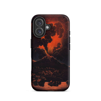 Eruption of Mount Etna at Night - Friedrich Weber Iphone Case, 16 / Matte, Volcano Eruption Phone Case