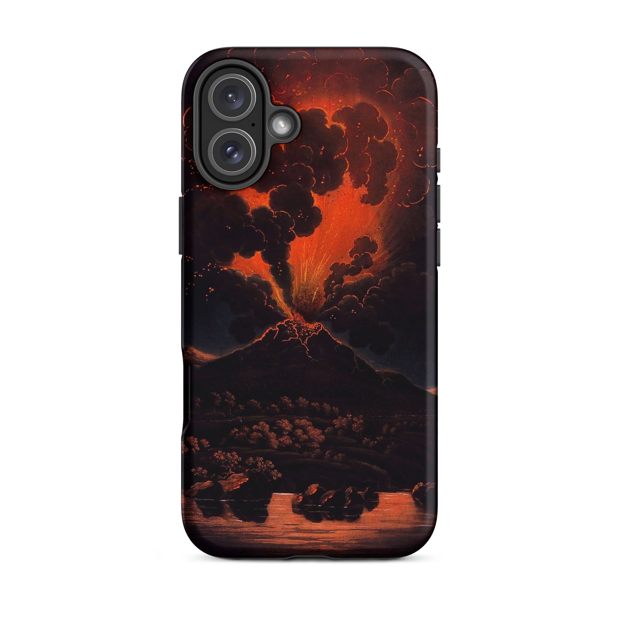 Eruption of Mount Etna at Night - Friedrich Weber Iphone Case, 16 Plus / Matte, Volcano Eruption Phone Case