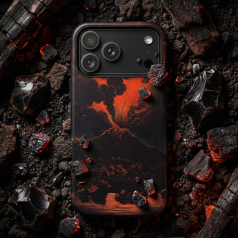 Eruption of Mount Etna at Night - Friedrich Weber Iphone Case, Mobile Phone Cases, Toby Leon