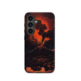 Eruption of Mount Etna at Night - Friedrich Weber Phone Case Samsung Galaxy S24 / Matte Phone Case Dramatic Volcanic Eruption Fiery Orange