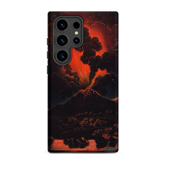 Eruption of Mount Etna at Night - Friedrich Weber Phone Case Samsung Galaxy S24 Ultra / Matte Phone Case Dramatic Volcanic Eruption Scene