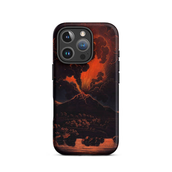 Eruption of Mount Etna at Night - Friedrich Weber Phone Case Iphone 16 Pro / Matte Volcano Eruption Phone Case Mount Etna Exhales,