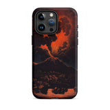 Eruption of Mount Etna at Night - Friedrich Weber Phone Case Iphone 15 Pro Max / Matte Volcano Eruption Phone Case Mount Etna Exhales,