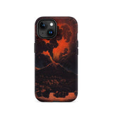 Eruption of Mount Etna at Night - Friedrich Weber Phone Case Iphone 15 / Matte Volcano Eruption Phone Case Mount Etna Exhales, Friedrich