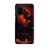 Eruption of Mount Etna at Night - Friedrich Weber Samsung Case, Galaxy S20 Plus / Matte, Black Smartphone Case Vibrant Red Volcano Eruption