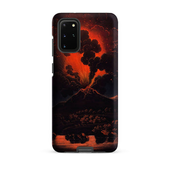 Eruption of Mount Etna at Night - Friedrich Weber Samsung Case, Galaxy S20 Plus / Matte, Black Smartphone Case Vibrant Red Volcano Eruption