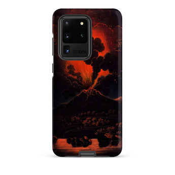 Eruption of Mount Etna at Night - Friedrich Weber Samsung Case, Galaxy S20 Ultra / Matte, Black Smartphone Case Vibrant Red Volcanic