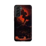 Eruption of Mount Etna at Night - Friedrich Weber Samsung Case, Galaxy S21 Fe / Matte, Black Smartphone Case Vibrant Red Volcanic Eruption