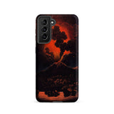 Eruption of Mount Etna at Night - Friedrich Weber Samsung Case, Galaxy S21 / Matte, Black Smartphone Case Vibrant Red Volcano Eruption