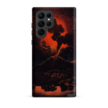 Eruption of Mount Etna at Night - Friedrich Weber Samsung Case, Galaxy S22 Ultra / Matte, Black Smartphone Case Dramatic Volcanic Eruption