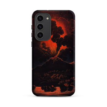 Eruption of Mount Etna at Night - Friedrich Weber Samsung Case, Galaxy S23 Plus / Matte, Black Smartphone Vibrant Volcanic Eruption Design