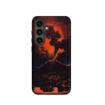 Eruption of Mount Etna at Night - Friedrich Weber Samsung Case, Galaxy S24 / Matte, Smartphone Case Volcanic Eruption Scene