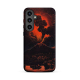 Eruption of Mount Etna at Night - Friedrich Weber Samsung Case, Galaxy S24 Plus / Matte, Smartphone Black Case Volcano Design