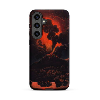 Eruption of Mount Etna at Night - Friedrich Weber Samsung Case, Galaxy S24 Plus / Matte, Smartphone Black Case Volcano Design