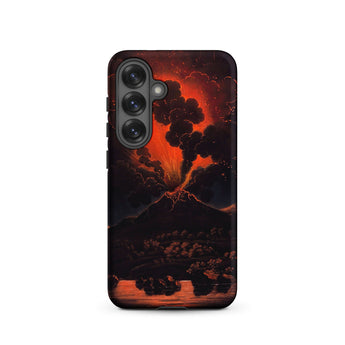 Eruption of Mount Etna at Night - Friedrich Weber Samsung Case, Galaxy S25 / Matte, Smartphone Dark Volcanic Eruption-themed Case