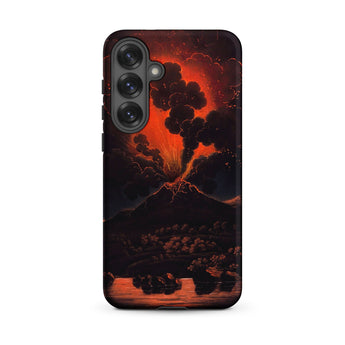 Eruption of Mount Etna at Night - Friedrich Weber Samsung Case, Galaxy S25 Plus / Matte, Black Phone Case Vibrant Red Volcanic Eruption